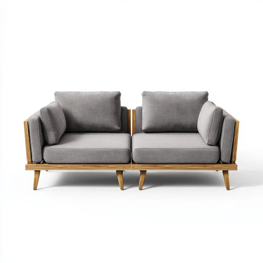 Sofa ogrodowa, Taras sofa 2-fotelik szary Naturalna 170 x 85 x 78 cm
