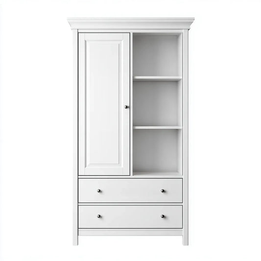 Szafa biała 90 x 50 x 190 cm z MDF i płyty wiórowej prostokątne z szufladami drzwi obrotowych i podłogami wtykowymi