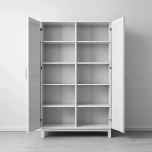 Szafa, Szafka sypialna 2 białe drzwi 100 x 40 x 180 cm w prostokątnych panelach MDF